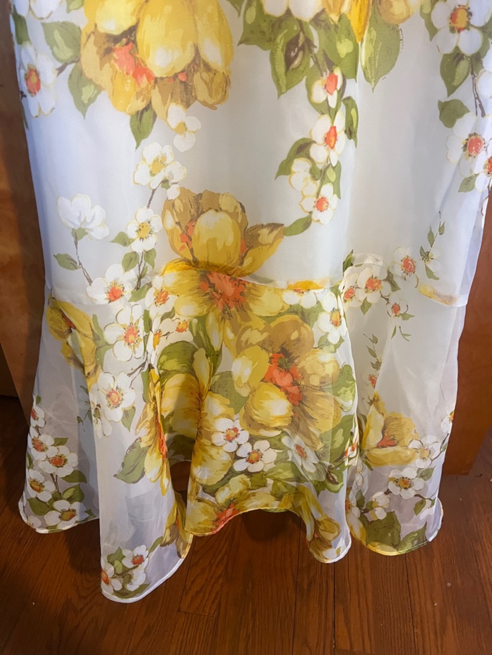 Vintage Yellow Floral Halter Maxi Dress, chest 34 in - Picture 3 of 7